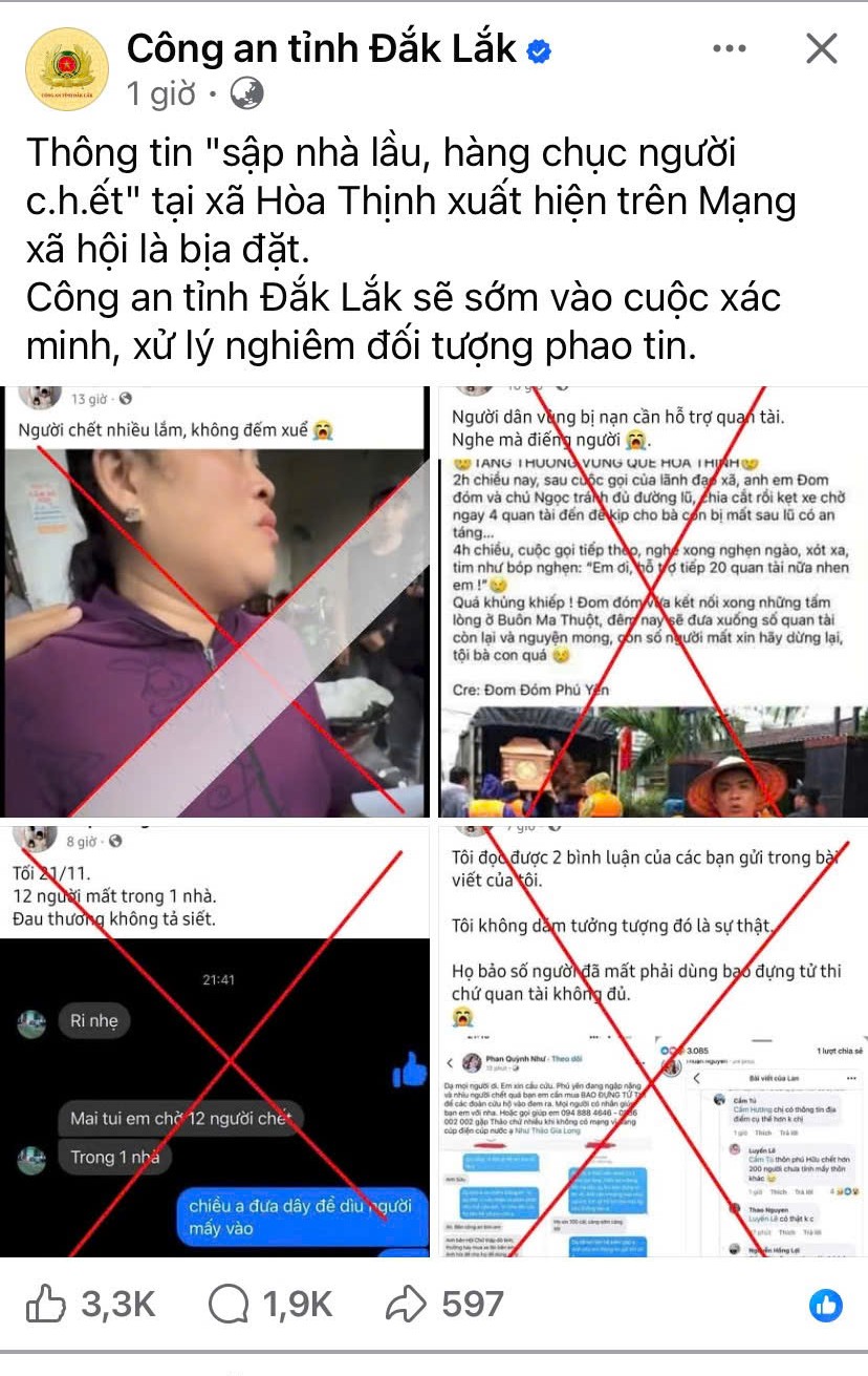 Bác bỏ tin đồn "hàng trăm người chết do lũ", Đắk Lắk đang dốc toàn lực hỗ trợ người dân